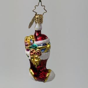 Christopher Radko Glass Christmas Ornament Handcrafted Stock And Cheer 2002 Vtg